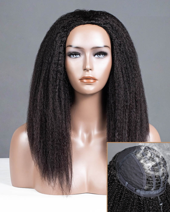 Kinky Blow-out Breathable Cap Half Wig