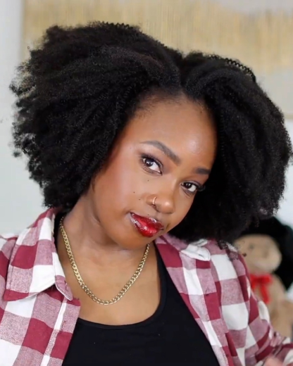 Kinky Texture All In One Half Wig