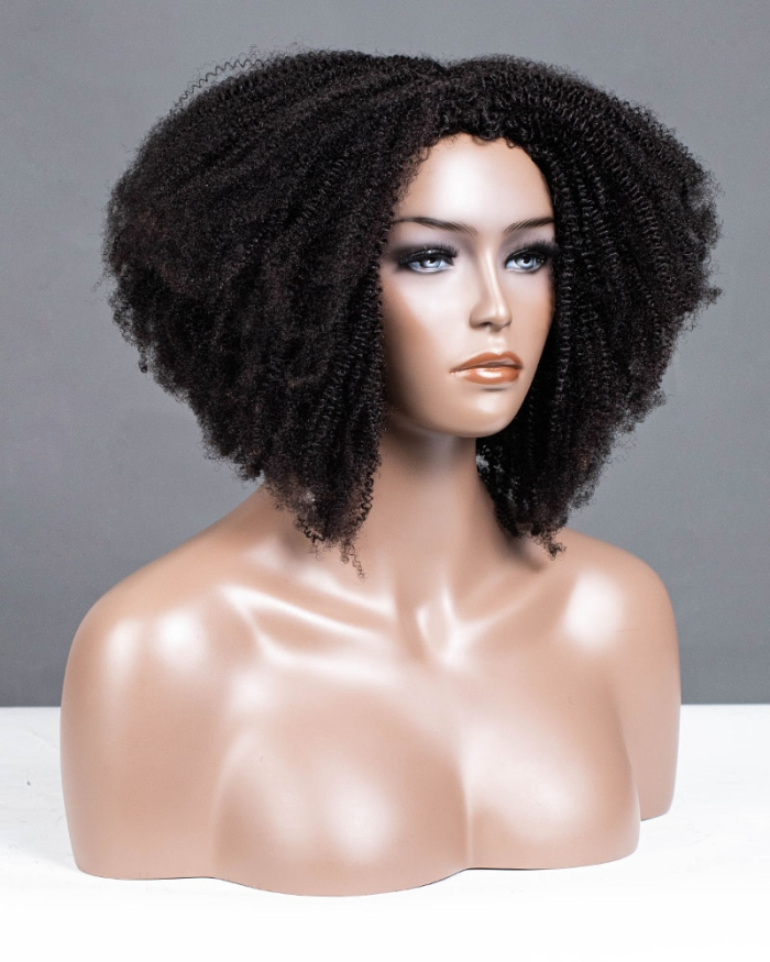 Kinky Texture Breathable Cap Half Wig