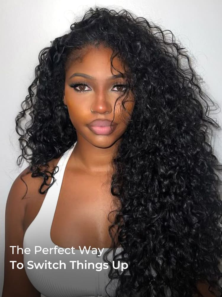 Leah Water Wave Flip Over Half Wigs with Drawstring Glueless Human Hair Wigs