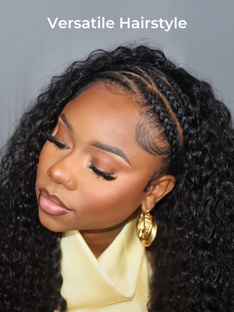 Leah Water Wave Flip Over Half Wigs with Drawstring Glueless Human Hair Wigs