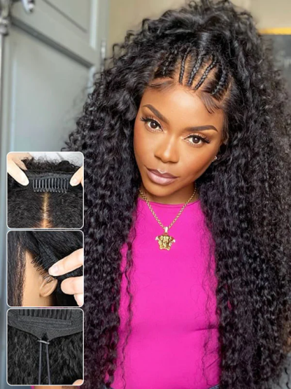 Leah Water Wave Flip Over Half Wigs with Drawstring Glueless Human Hair Wigs