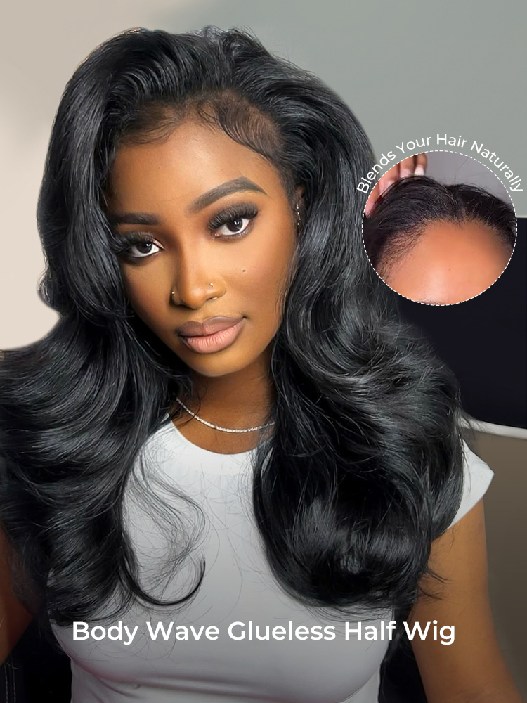 Maya Body Wave Flip Over Half Wigs with Drawstring Glueless Human Hair Wigs