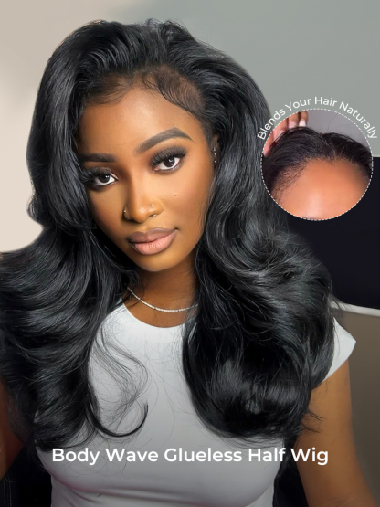 Maya Body Wave Flip Over Half Wigs with Drawstring Glueless Human Hair Wigs