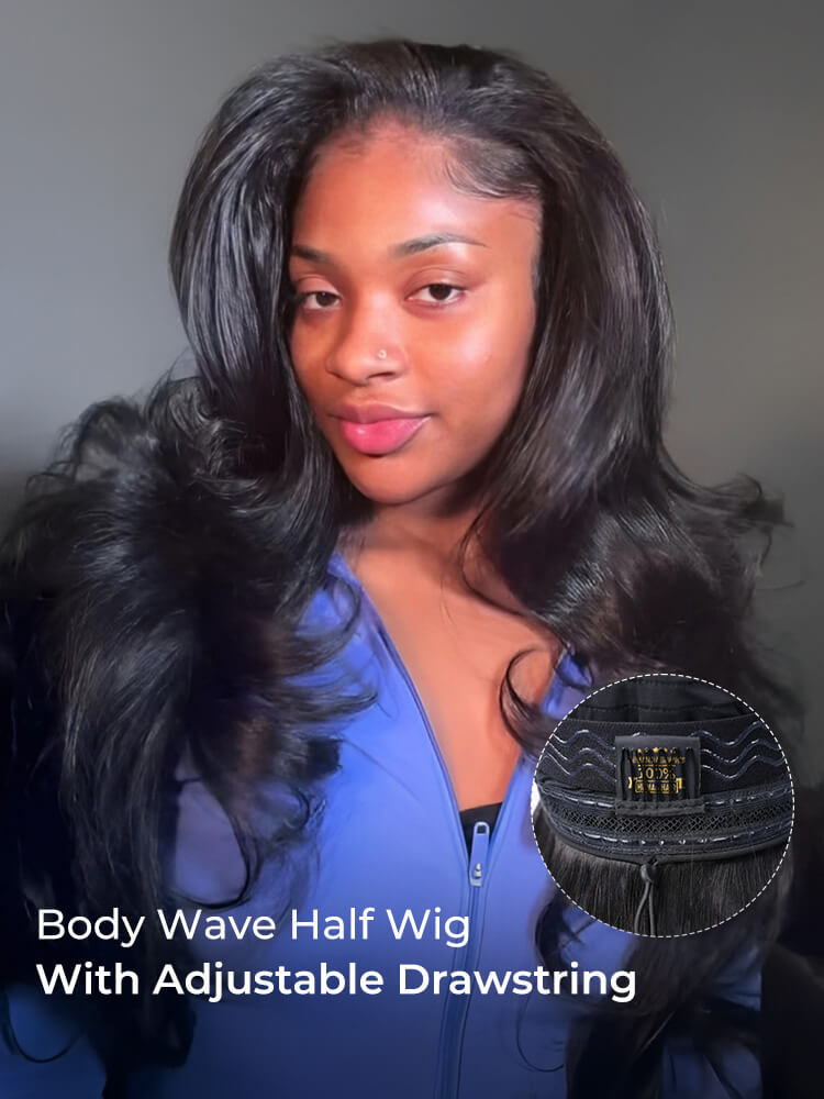 Maya Body Wave Flip Over Half Wigs with Drawstring Glueless Human Hair Wigs