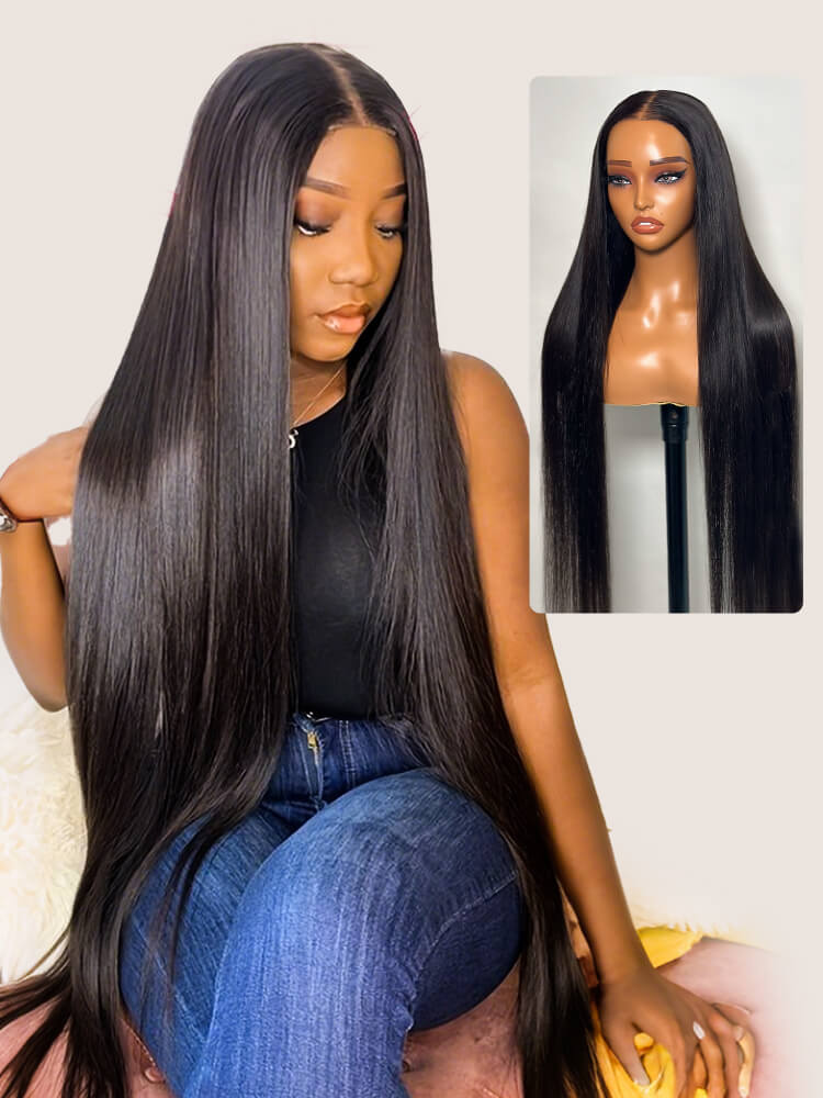 Olive 50Inch Straight 13x6 HD Lace front Wig Human Hair Glueless Wigs Pre Bleached Knots and Pre Plucked