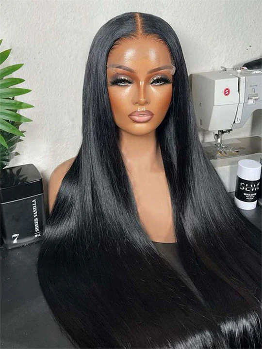 Olive 50Inch Straight 13x6 HD Lace front Wig Human Hair Glueless Wigs Pre Bleached Knots and Pre Plucked