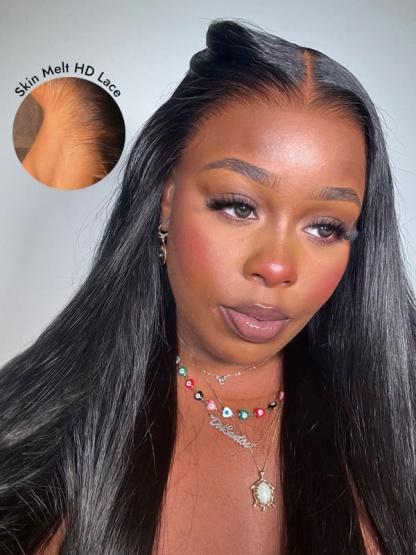 Olive 50Inch Straight 13x6 HD Lace front Wig Human Hair Glueless Wigs Pre Bleached Knots and Pre Plucked