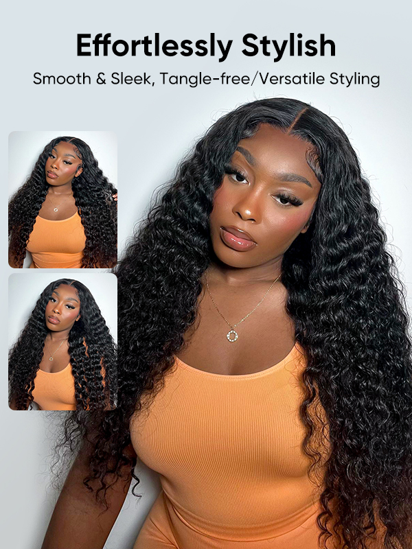Zaria Bleached Knots Glueless Deep Wave Wig 13x6 Lace Front Human Hair Wigs With Drawstring Pre Plucked