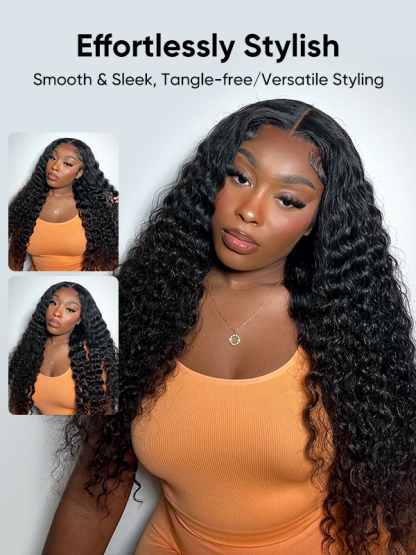Zaria Bleached Knots Glueless Deep Wave Wig 13x6 Lace Front Human Hair Wigs With Drawstring Pre Plucked