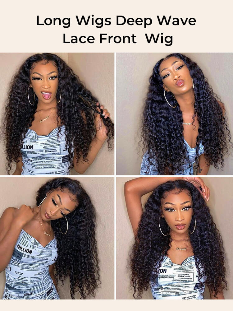 Paige 50Inch Deep Wave13x6 HD Lace front Wig Human Hair Glueless Wigs Pre Bleached Knots and Pre Plucked