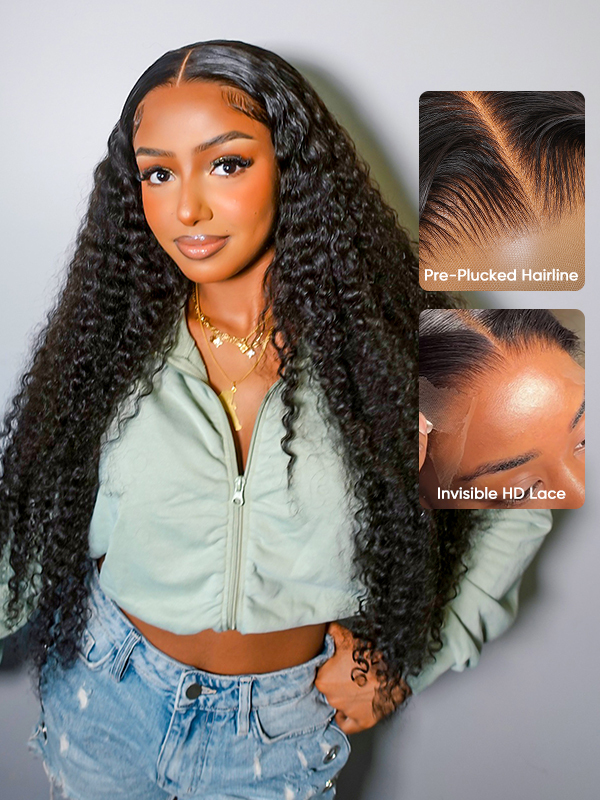 Paige 50Inch Deep Wave13x6 HD Lace front Wig Human Hair Glueless Wigs Pre Bleached Knots and Pre Plucked