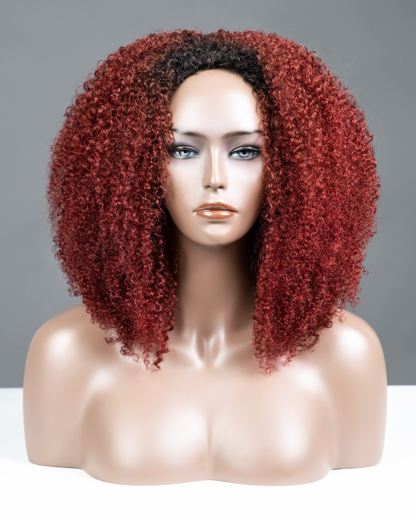 Red Hot Breathable Cap 3 In 1 Half Wig