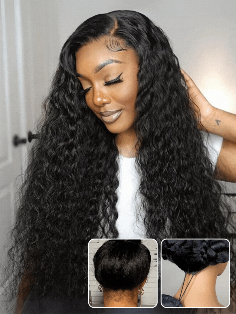 Rihanna 13x6 Pre Everythig Glueless Water Wave Wig With Drawstring Bleached Knots Ready to Go Lace Front Human Hair Wigs Pre Plucked