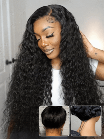 Rihanna 13x6 Pre Everythig Glueless Water Wave Wig With Drawstring Bleached Knots Ready to Go Lace Front Human Hair Wigs Pre Plucked