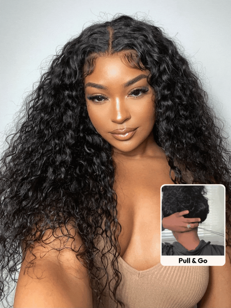 Rihanna 13x6 Pre Everythig Glueless Water Wave Wig With Drawstring Bleached Knots Ready to Go Lace Front Human Hair Wigs Pre Plucked