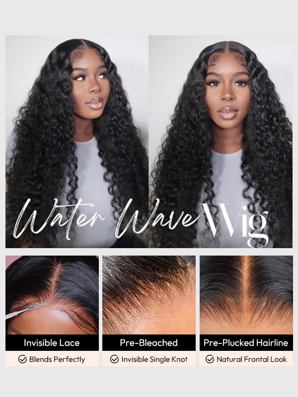 Rihanna Bleached Knots Glueless Water Wave Wig 13x6 Lace Front Human Hair Wigs With Drawstring Pre Plucked
