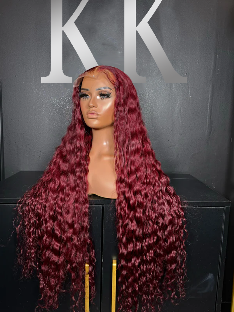 Riley Burgundy Water Wave Luxury Custom Wigs