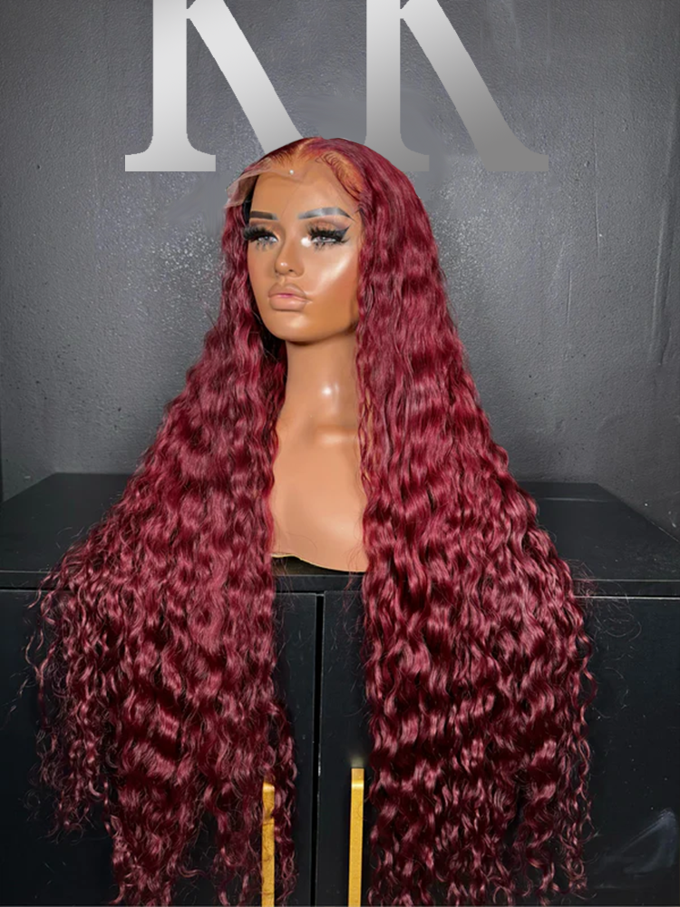 Riley Burgundy Water Wave Luxury Custom Wigs