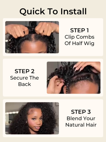 Ruby Burmese Curly Flip Over Half Wigs with Drawstring Glueless Human Hair Wigs