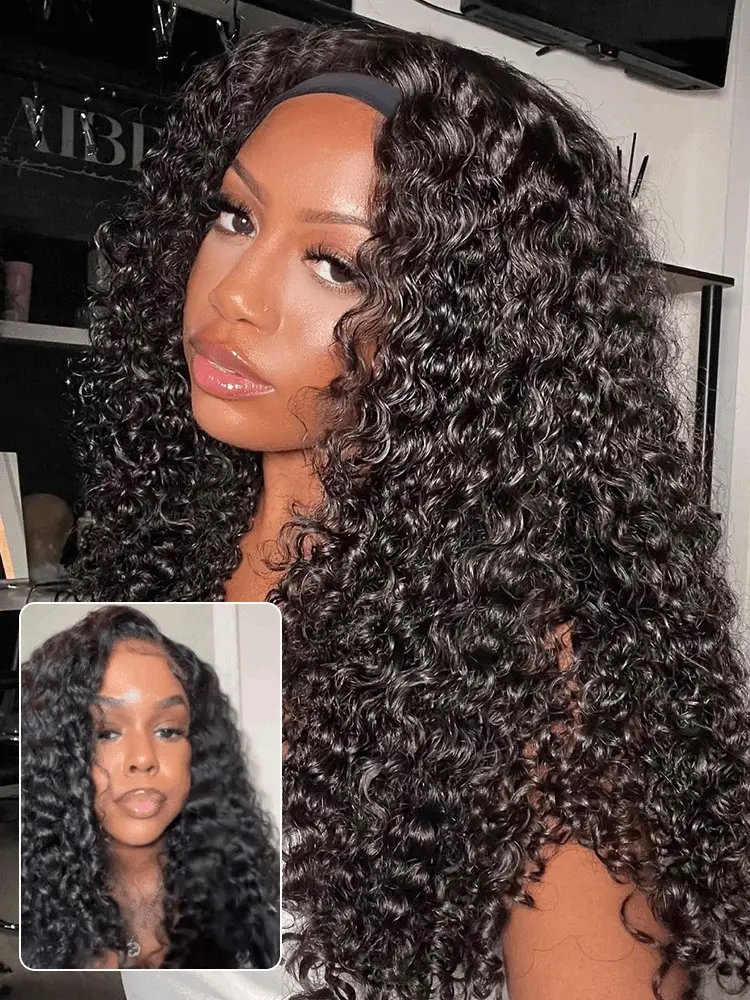 Ruby Burmese Curly Flip Over Half Wigs with Drawstring Glueless Human Hair Wigs