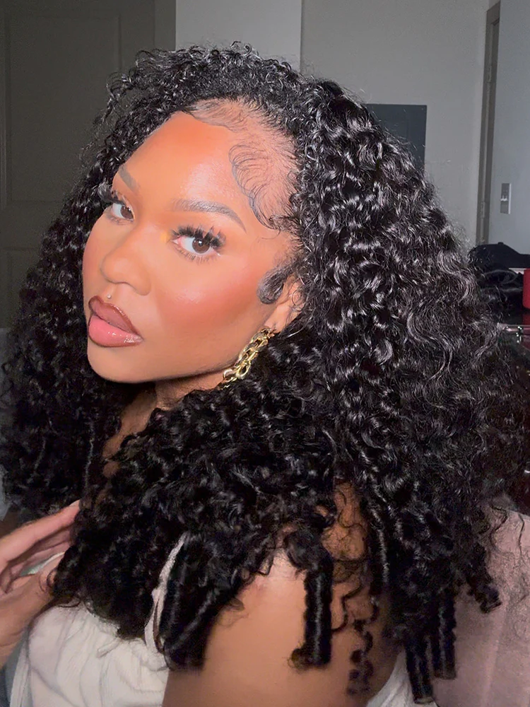 Ruby Burmese Curly Flip Over Half Wigs with Drawstring Glueless Human Hair Wigs