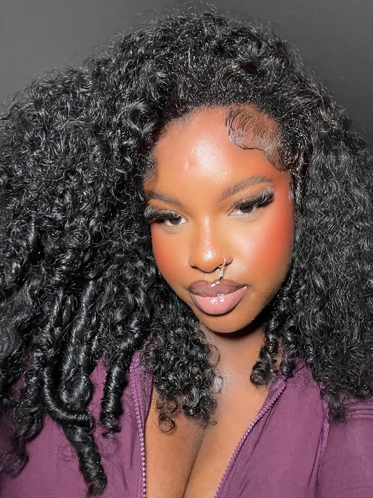 Ruby Burmese Curly Flip Over Half Wigs with Drawstring Glueless Human Hair Wigs