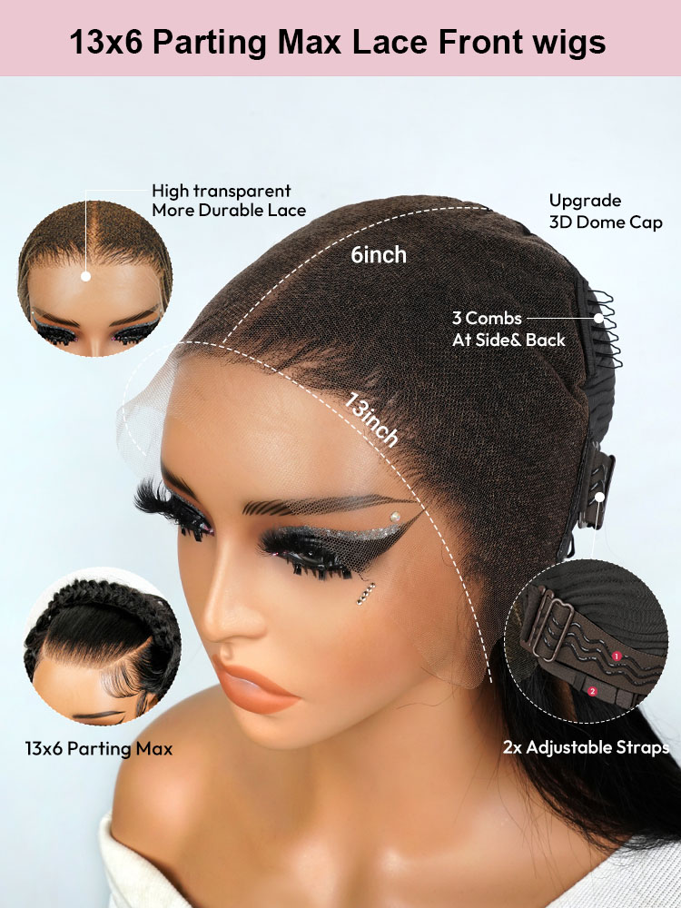 Sophia 250% Density Bleached Knots Glueless Straight Wig 13x6 Lace Front Human Hair Wigs With Drawstring Pre Plucked