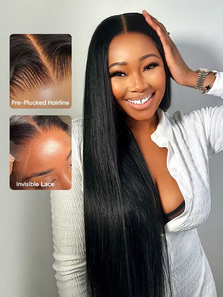 Sophia Bleached Knots Glueless Straight Wig 13x6 Lace Front Human Hair Wigs With Drawstring Pre Plucked