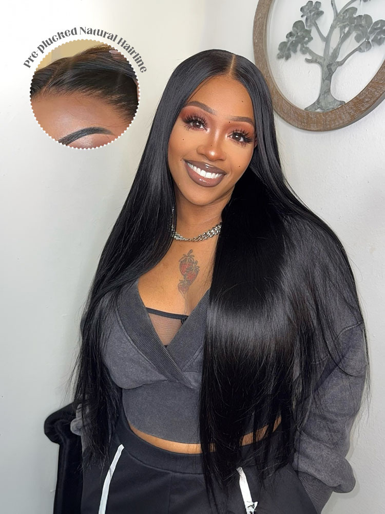 Sophia Bleached Knots Glueless Straight Wig 13x6 Lace Front Human Hair Wigs With Drawstring Pre Plucked