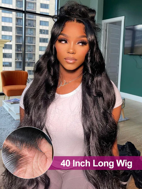 Tessa 50Inch Body Wave13x6 HD Lace front Wig Human Hair Glueless Wigs Pre Bleached Knots and Pre Plucked