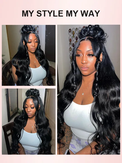 Tessa 50Inch Body Wave13x6 HD Lace front Wig Human Hair Glueless Wigs Pre Bleached Knots and Pre Plucked