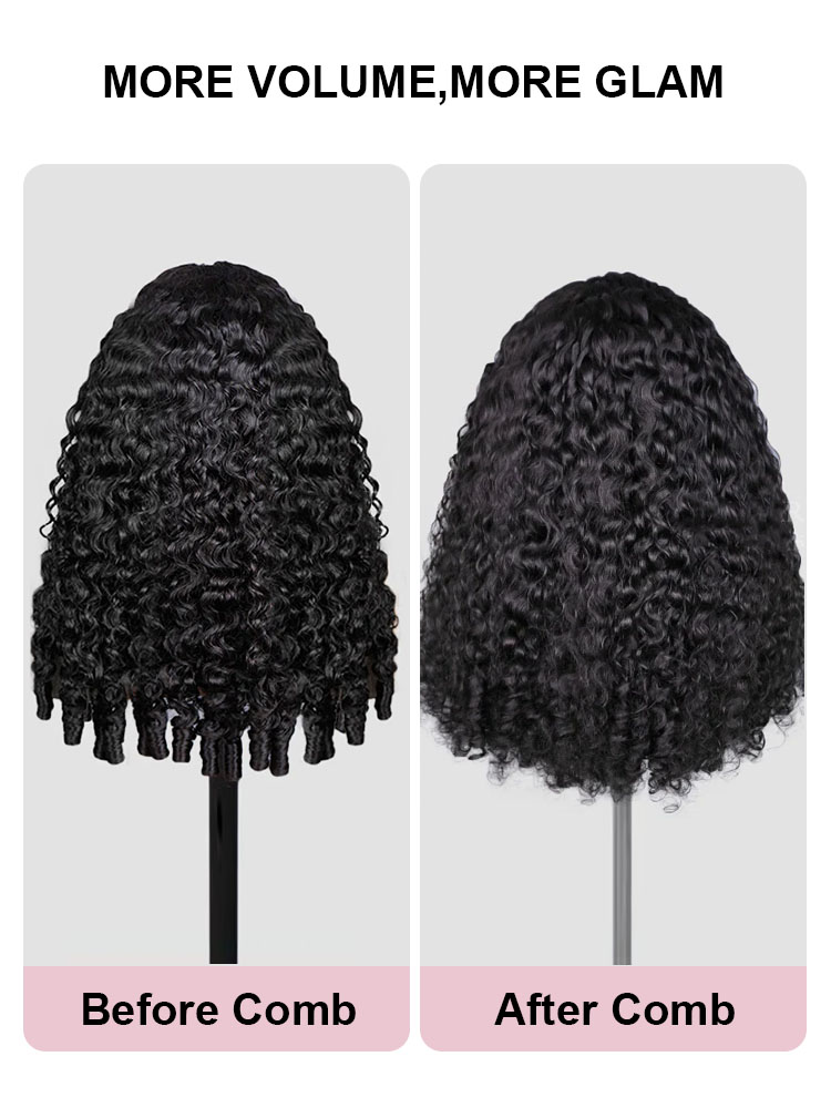 Zara Burmese Curly Half Wig With Drawstring Seamless 250% Density Glueless Flip-Over Half Wig Human Hair for Beginners