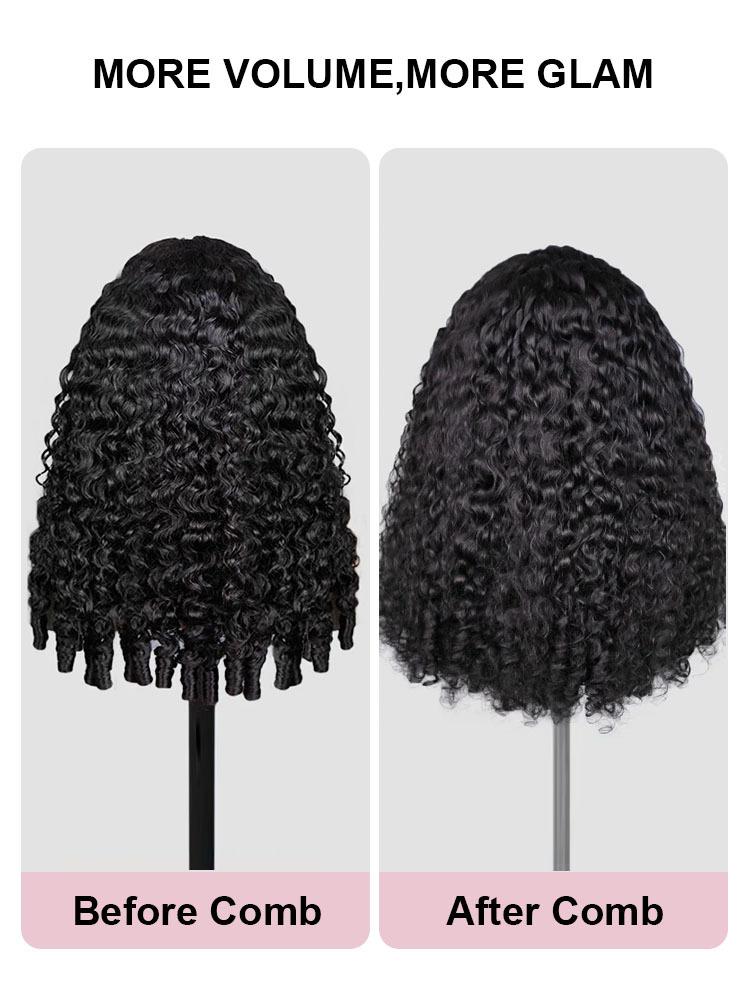 Zara Burmese Curly Half Wig With Drawstring Seamless 250% Density Glueless Flip-Over Half Wig Human Hair for Beginners