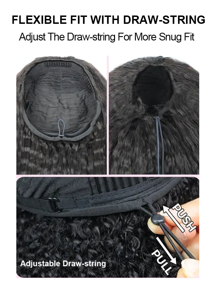 Zara Burmese Curly Half Wig With Drawstring Seamless 250% Density Glueless Flip-Over Half Wig Human Hair for Beginners