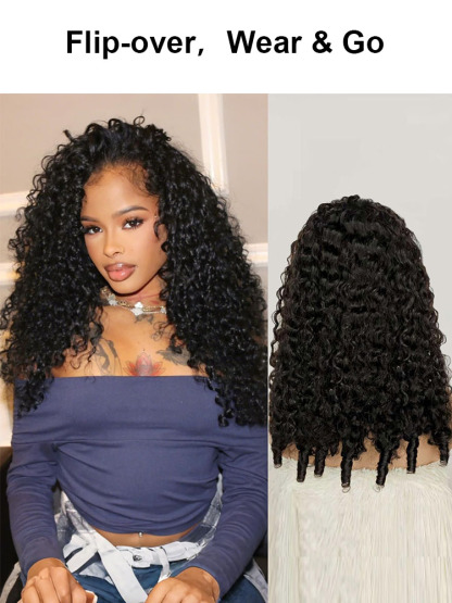 Zara Burmese Curly Half Wig With Drawstring Seamless 250% Density Glueless Flip-Over Half Wig Human Hair for Beginners