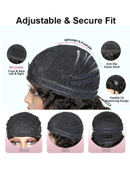 Zara Burmese Curly Half Wig With Drawstring Seamless 250% Density Glueless Flip-Over Half Wig Human Hair for Beginners