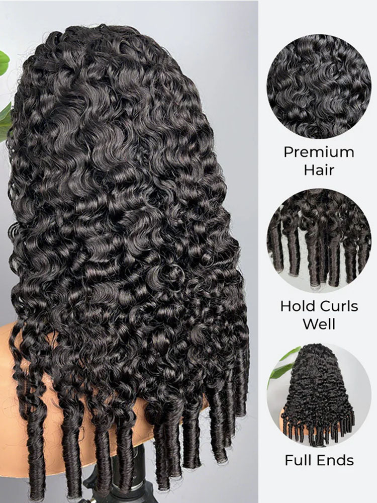 Zara Burmese Curly Half Wig With Drawstring Seamless 250% Density Glueless Flip-Over Half Wig Human Hair for Beginners