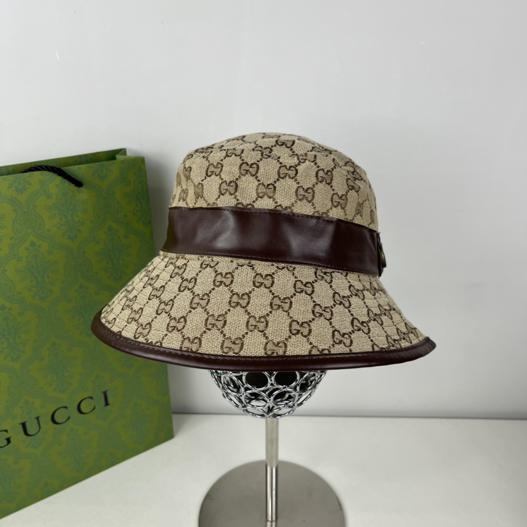 CANVAS BUCKET HAT WITH DOUBLE G