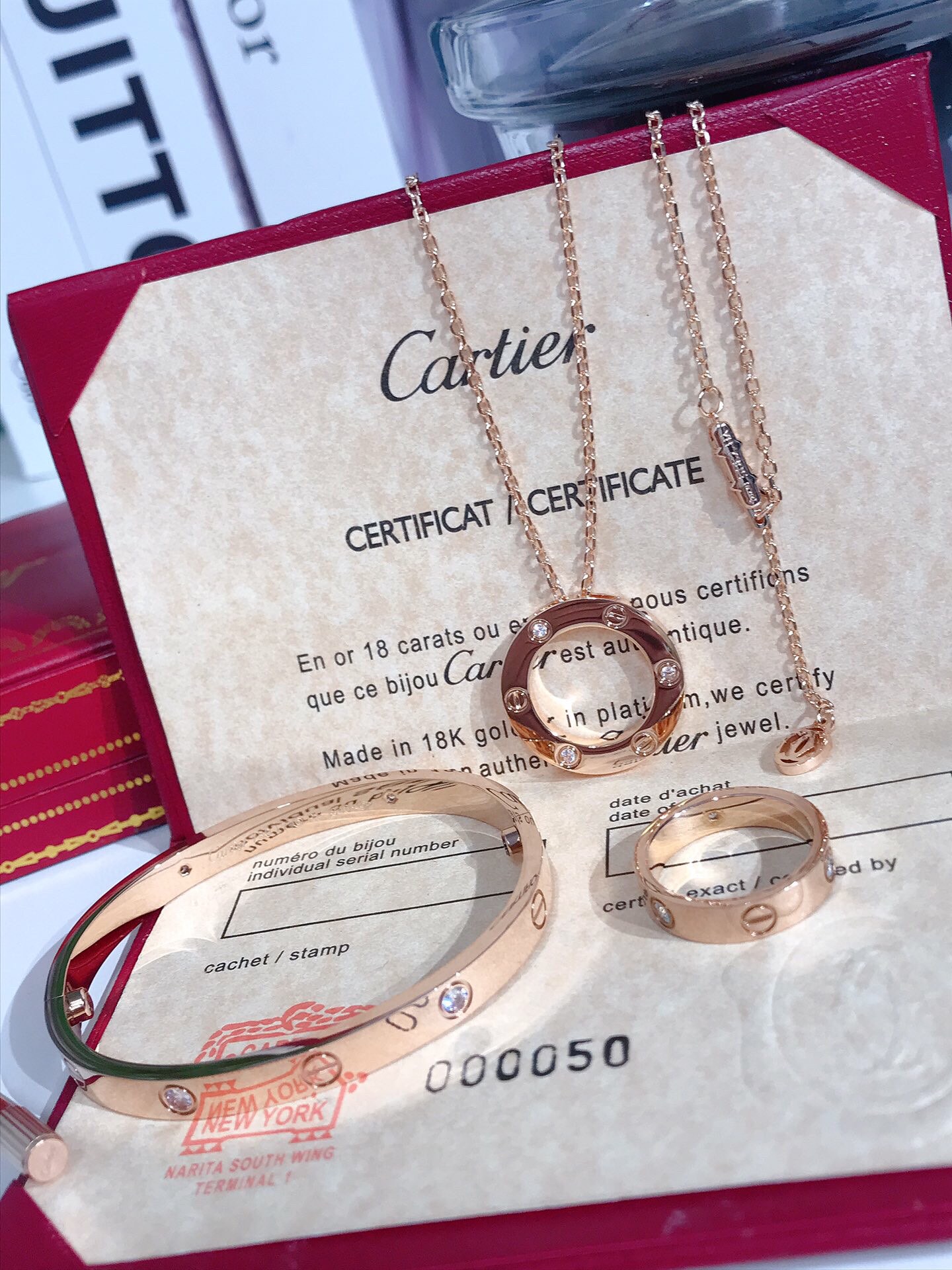 LOVE BRACELET, 4 DIAMONDS + LOVE RING, 3 DIAMONDS + LOVE NECKLACE, 3 DIAMONDS