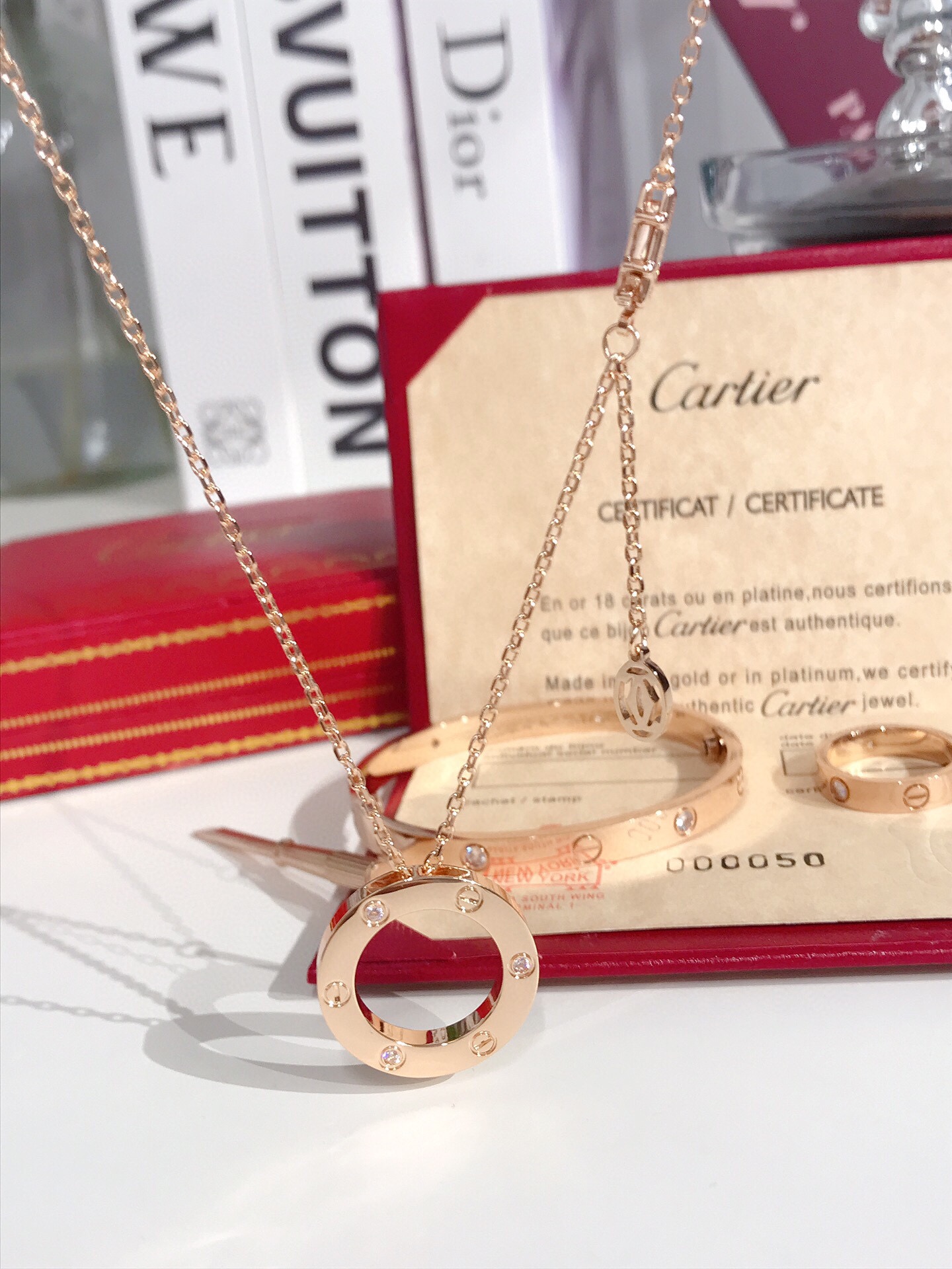 LOVE BRACELET, 4 DIAMONDS + LOVE RING, 3 DIAMONDS + LOVE NECKLACE, 3 DIAMONDS