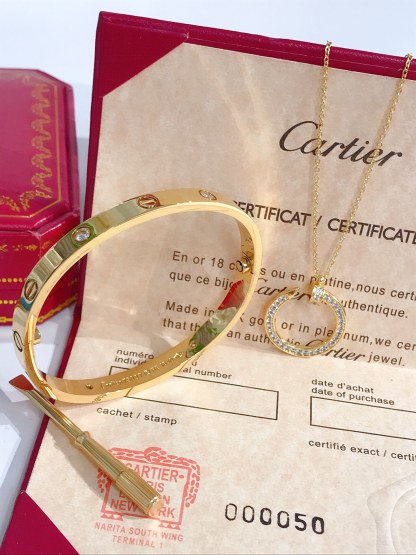 LOVE BRACELET, 4 DIAMONDS + JUSTE UN CLOU NECKLACE