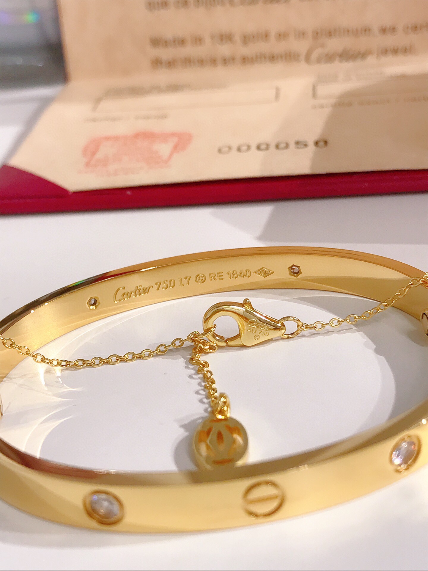 LOVE BRACELET, 4 DIAMONDS + JUSTE UN CLOU NECKLACE