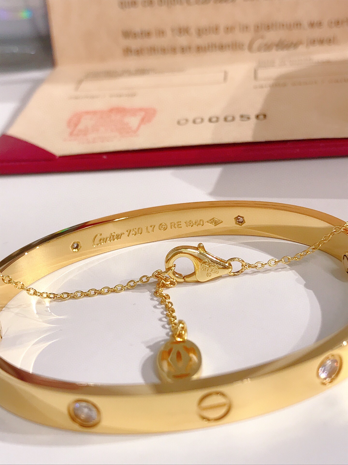 LOVE BRACELET, 4 DIAMONDS + JUSTE UN CLOU NECKLACE