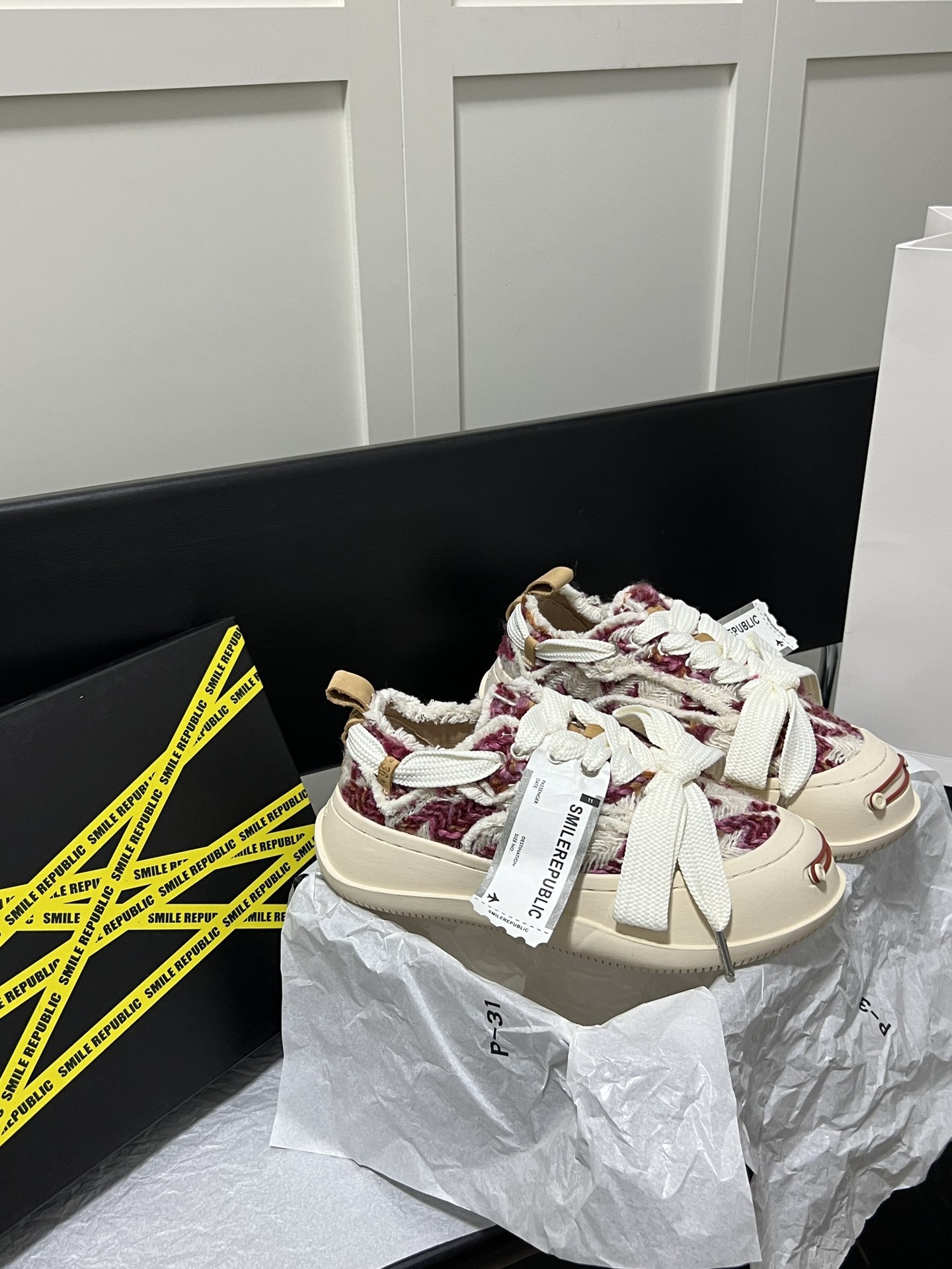 Rose Red Chevron Canvas Shoes