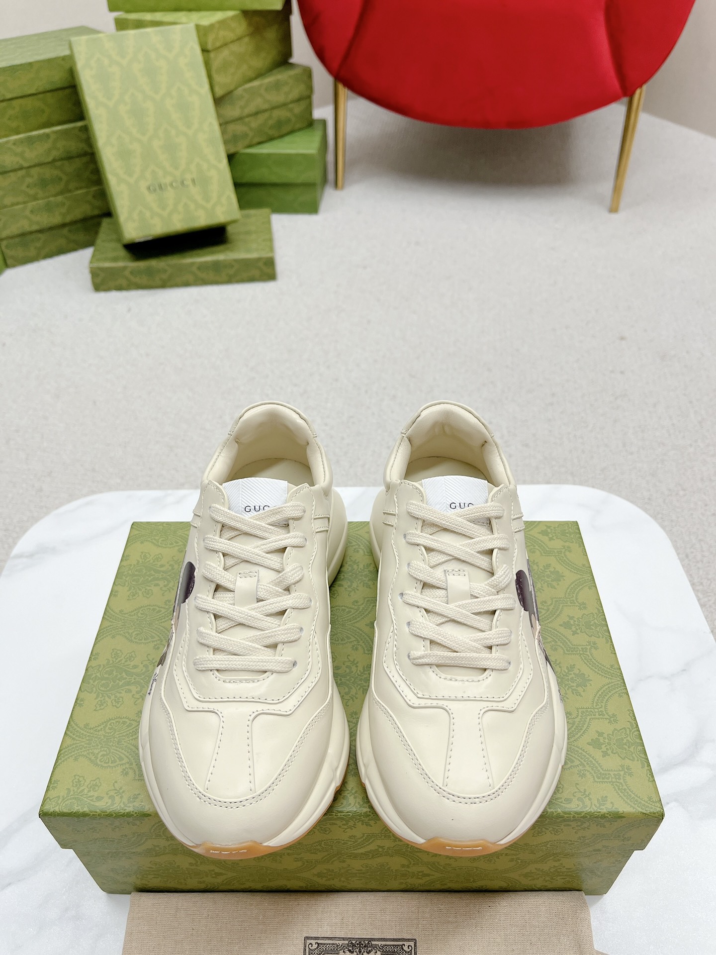 Calfskin Mickey Mouse Womens Rhyton Sneakers