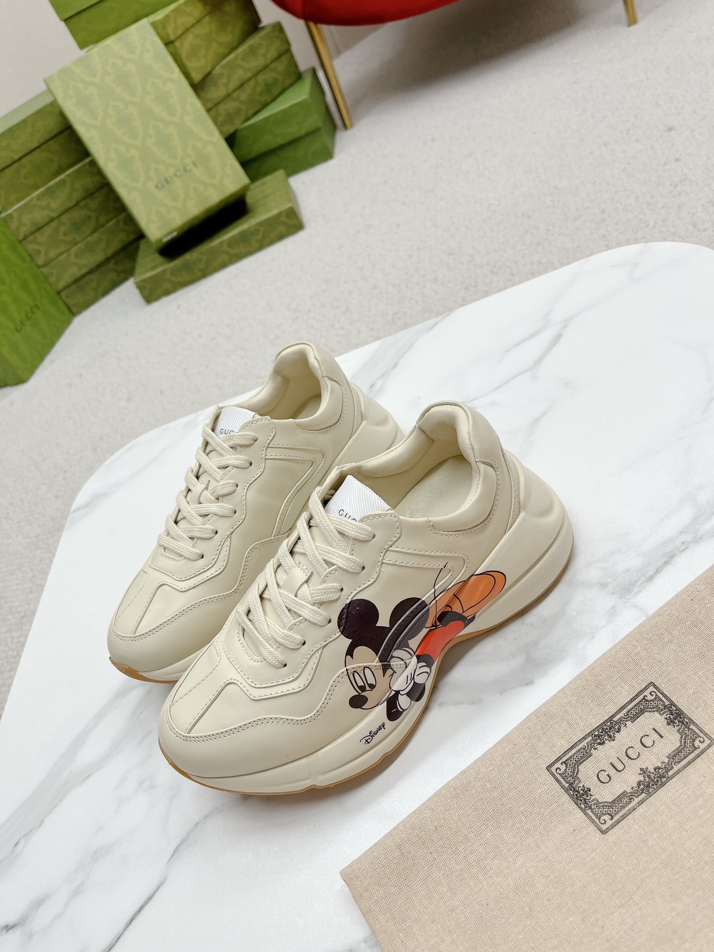 Calfskin Mickey Mouse Womens Rhyton Sneakers