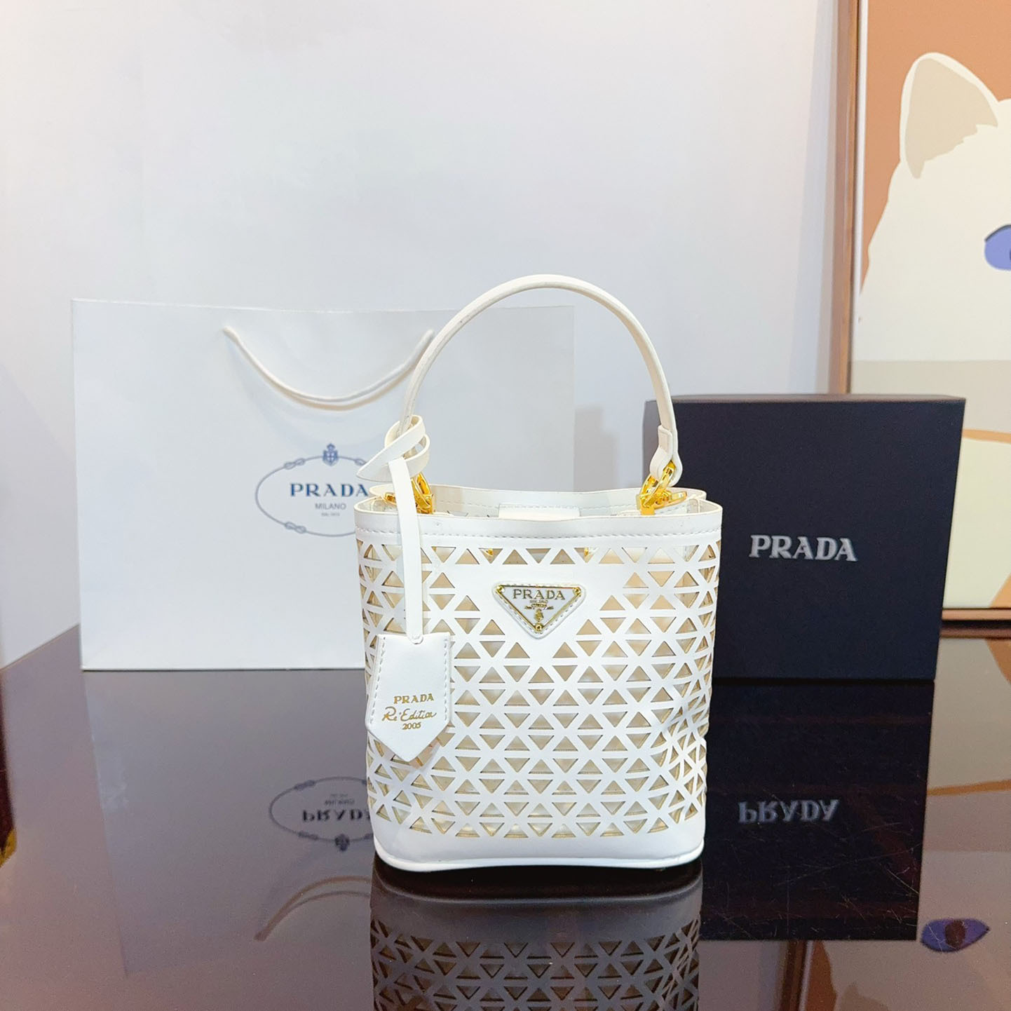 Perforated leather tote bag