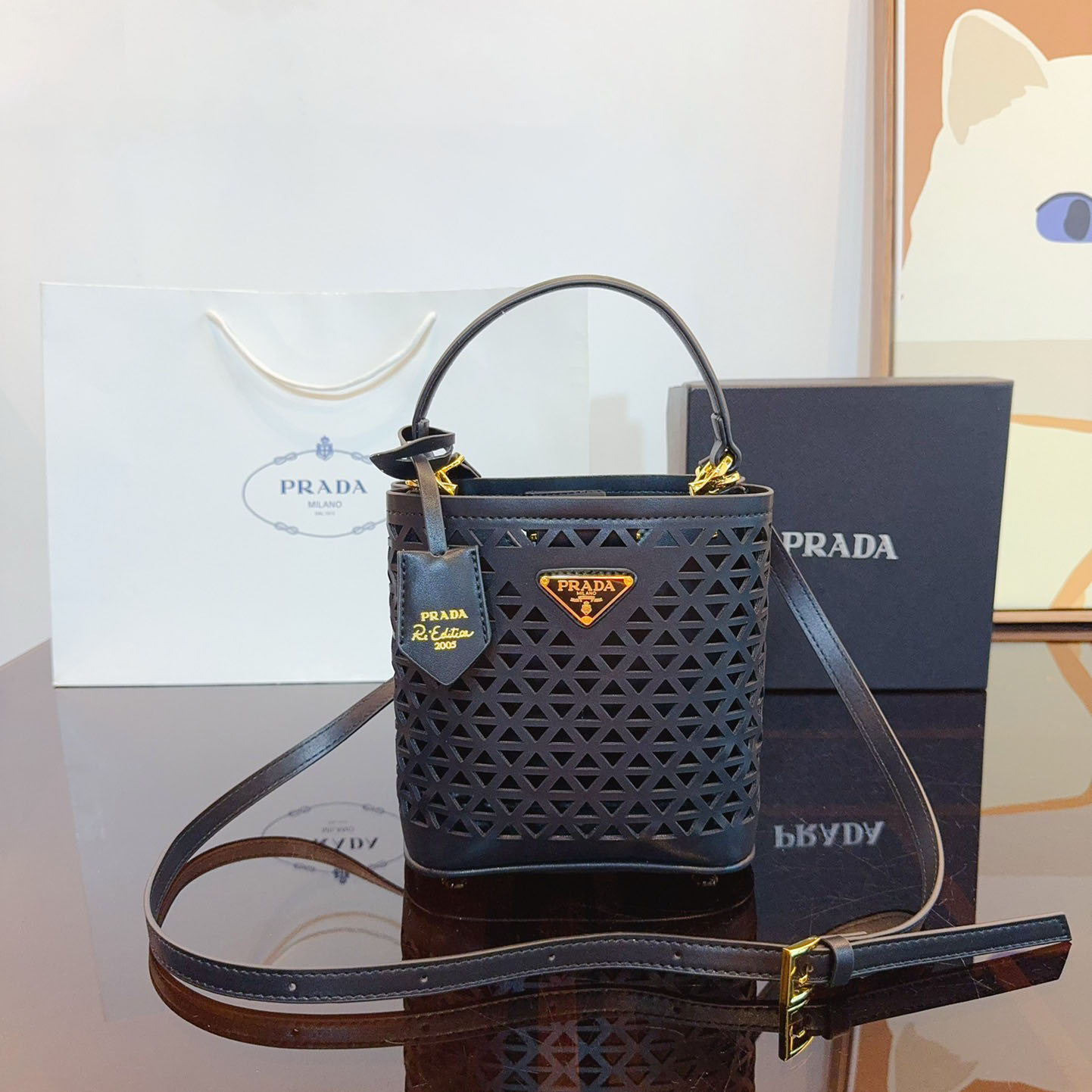 Perforated leather tote bag