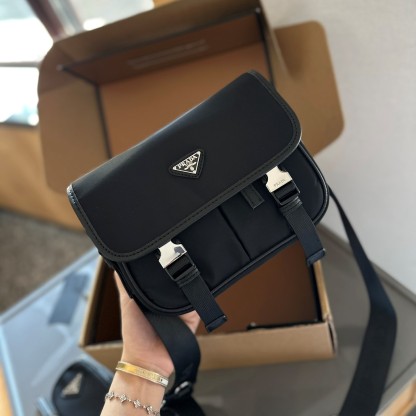 Re-Nylon and Saffiano leather shoulder bag